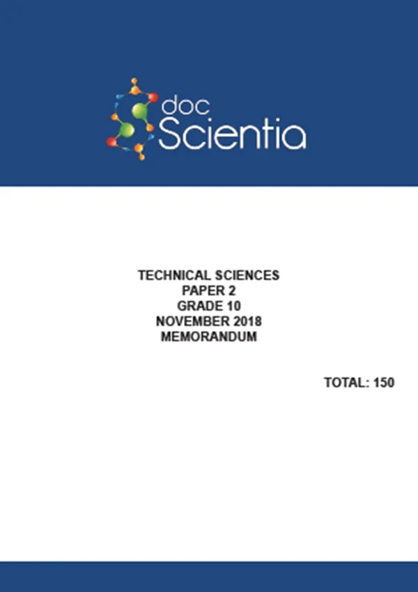 Gr.10 Technical Sciences Paper 2 Nov 2018 Memo