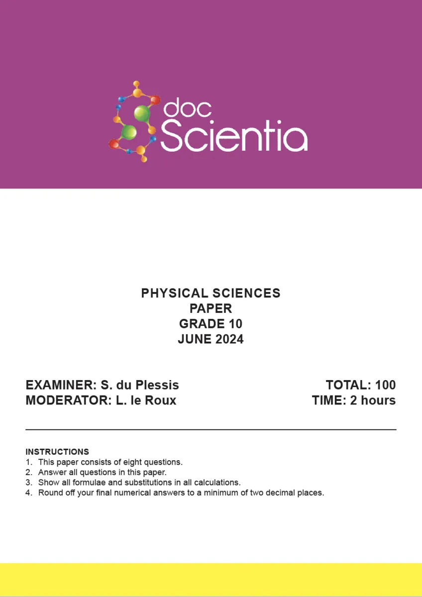 Gr. 10 Physical Sciences Paper June 2024