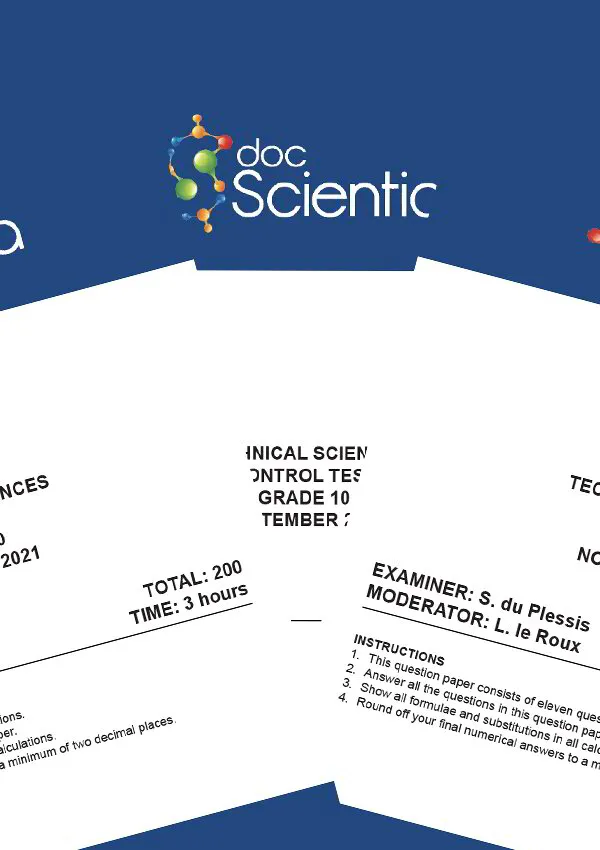 Bundle: All Gr. 10 Technical Sciences Exam Papers and Memos 2021