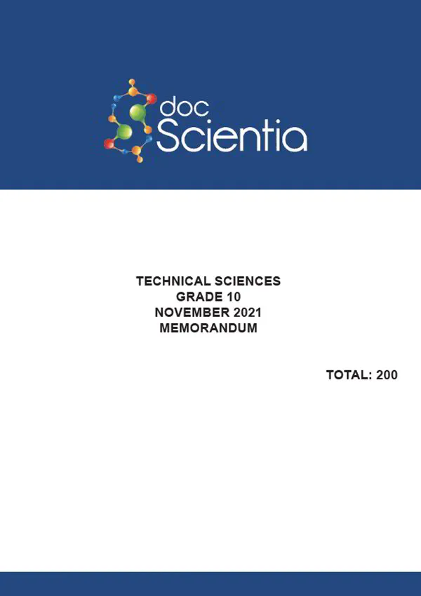 Gr. 10 Technical Sciences Paper Nov. 2021 Memo