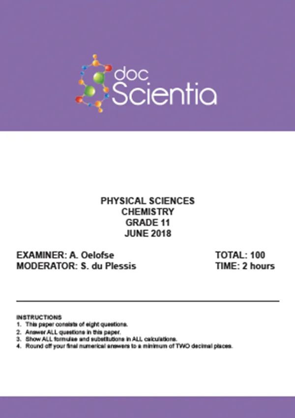 Gr.11 Physical Sciences Chemistry June 2018