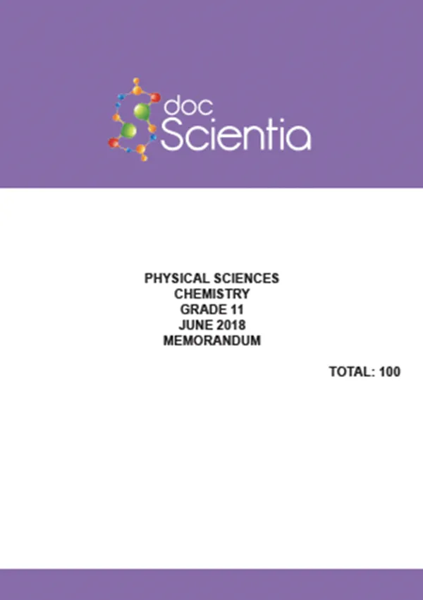 Gr.11 Physical Sciences Chemistry June 2018 Memo
