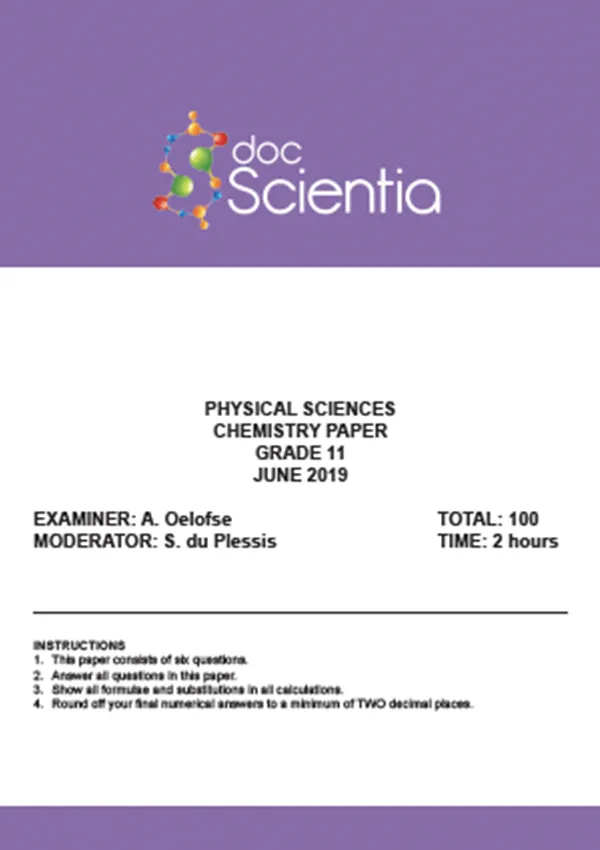 Gr.11 Physical Sciences Chemistry June 2019