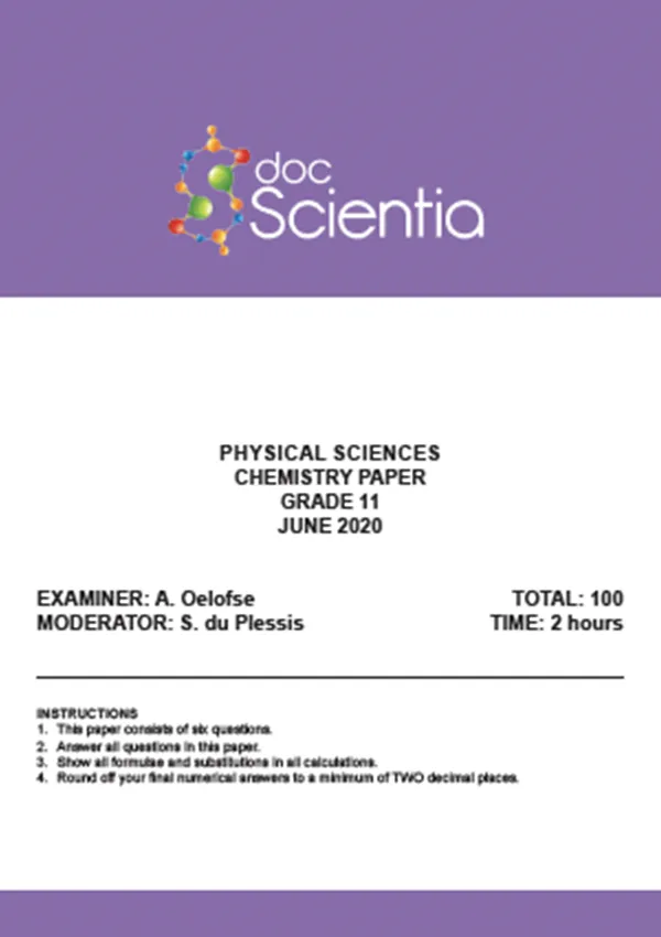 Gr.11 Physical Sciences Chemistry June 2020