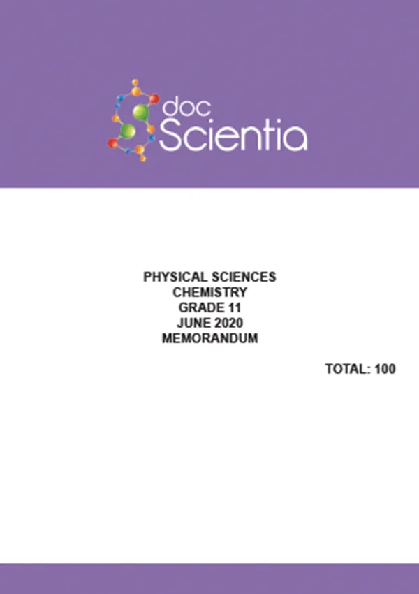 Gr.11 Physical Sciences Chemistry June 2020 Memo