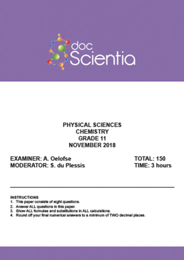 Gr.11 Physical Sciences Chemistry Nov 2018