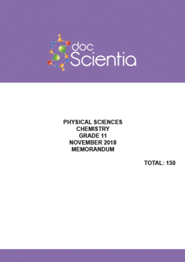 Gr.11 Physical Sciences Chemistry Nov 2018 Memo