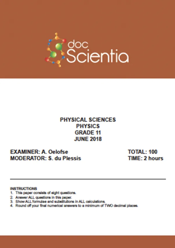 Gr.11 Physical Sciences Physics June 2018