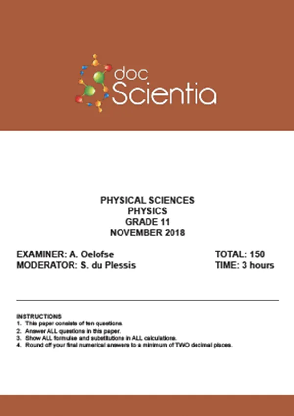 Gr.11 Physical Sciences Physics Nov 2018