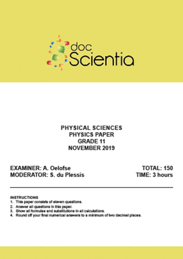 Gr.11 Physical Sciences Physics Paper Nov 2019