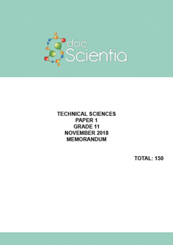 Gr.11 Technical Sciences Paper 1 Nov 2018 Memo