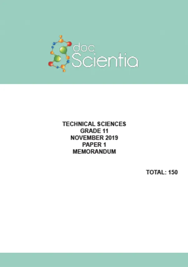 Gr.11 Technical Sciences Paper 1 Nov 2019 Memo