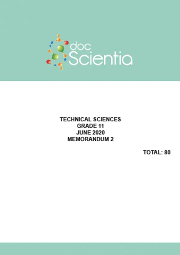 Gr.11 Technical Sciences Paper 2 June 2020 Memo
