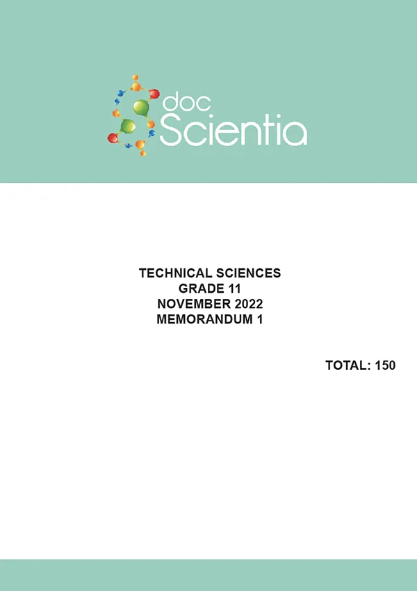 Gr. 11 Technical Sciences Paper 1 Nov. 2022 Memo