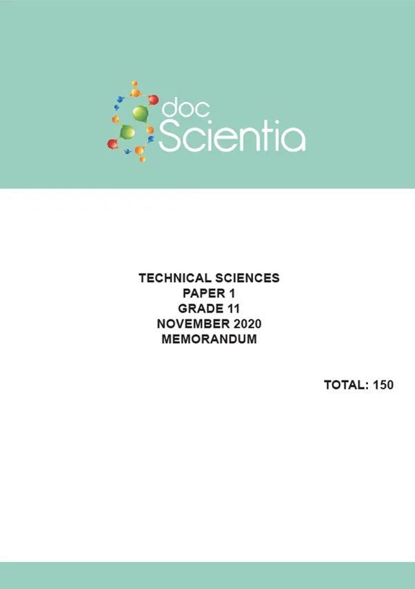 Gr. 11 Technical Sciences Paper 1 Nov 2020 Memo