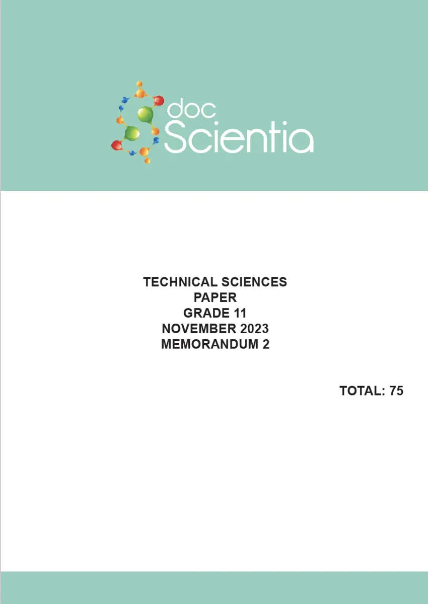 Gr. 11 Technical Sciences Paper 2 Nov. 2023 Memo