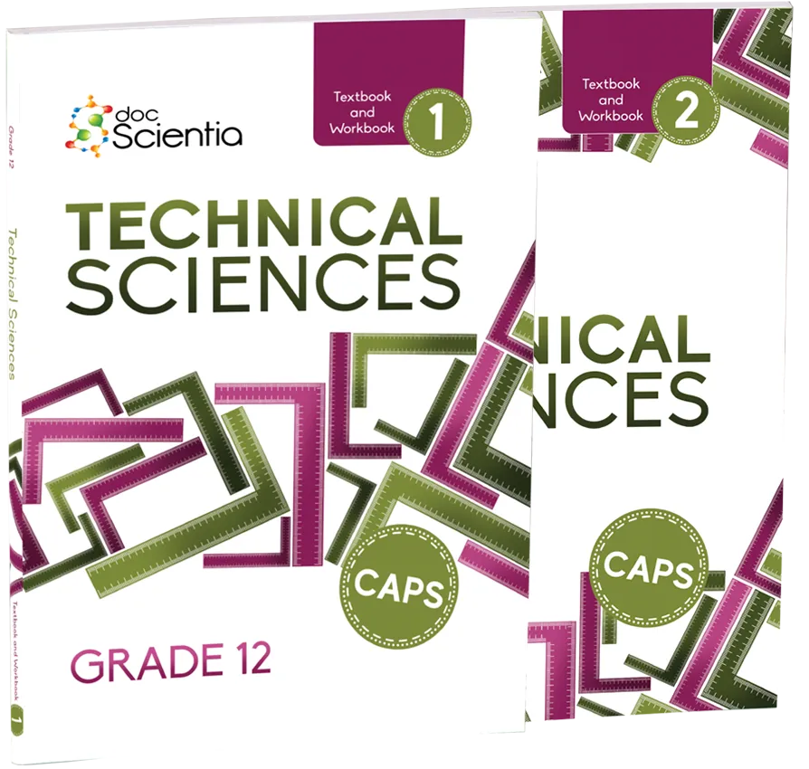 Bundle: Gr. 12 Technical Sciences Textbook and Workbook Book 1 and 2 (Black and White)