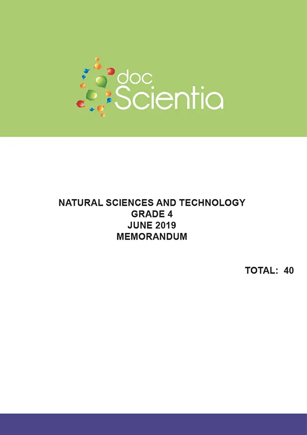 Gr.4 Natural Sciences and Technology Paper June 2019 Memo