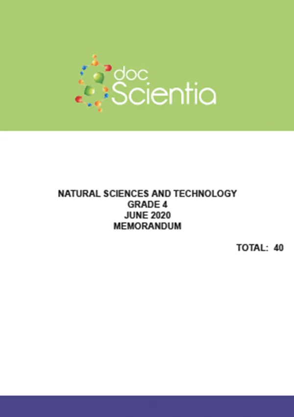 Gr.4 Natural Sciences and Technology Paper June 2020 Memo