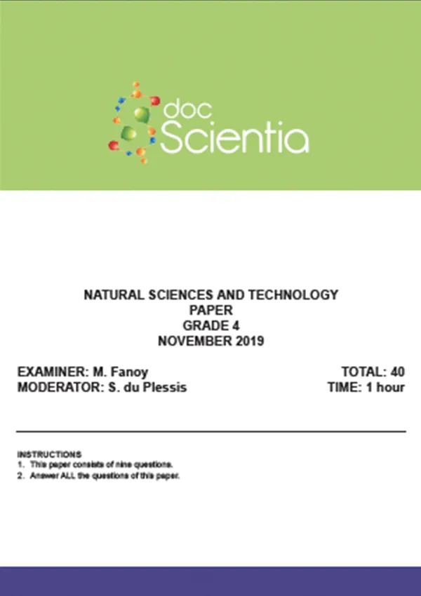 Gr.4 Natural Sciences and Technology Paper Nov 2019