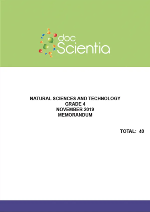 Gr.4 Natural Sciences and Technology Paper Nov 2019 Memo