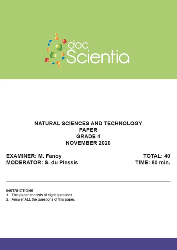 Gr.4 Natural Sciences and Technology Paper Nov 2020