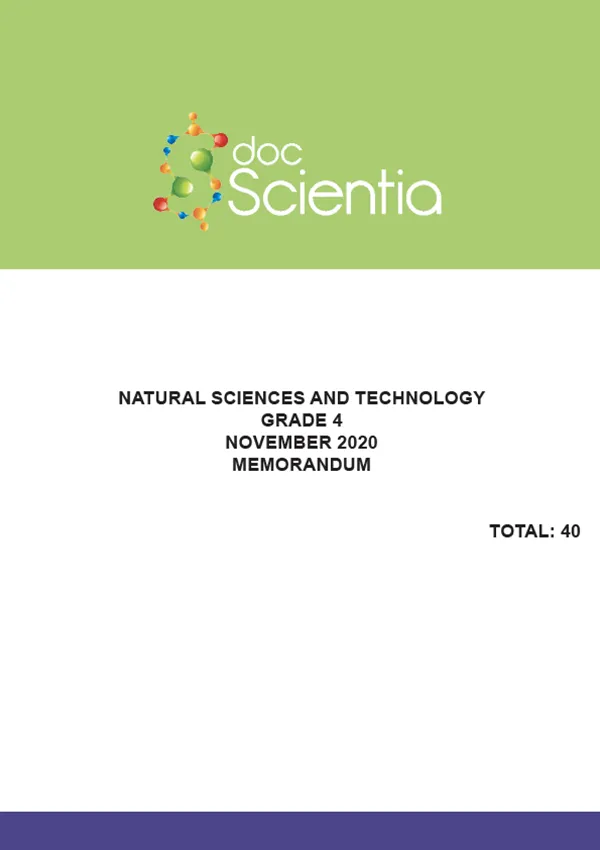 Gr.4 Natural Sciences and Technology Paper Nov 2020 Memo