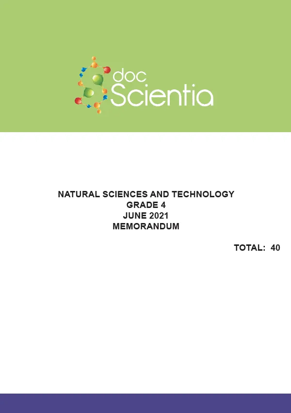 Gr. 4 Natural Sciences and Technology Paper June 2021 Memo