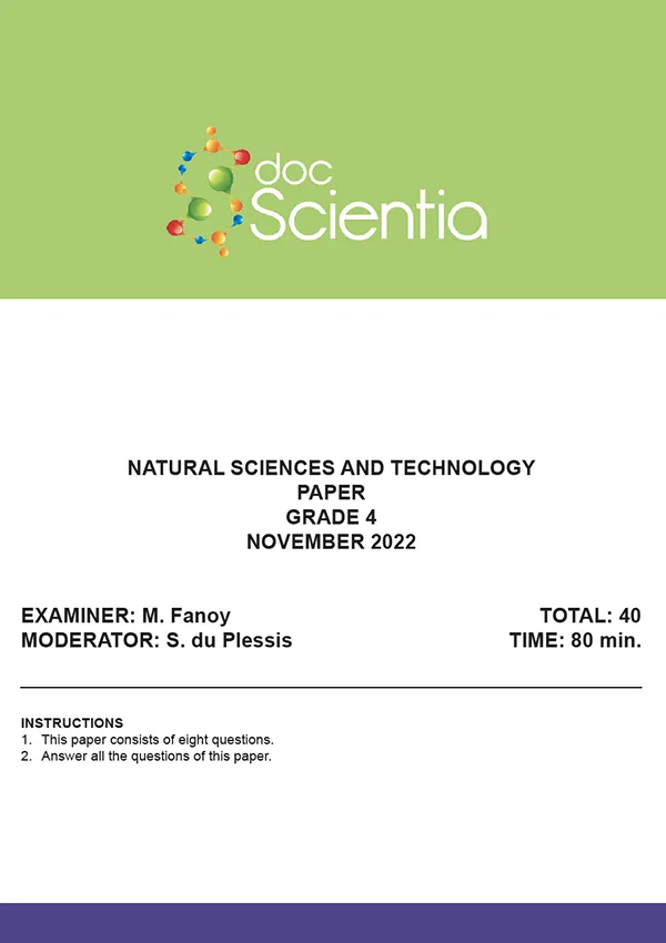 Gr. 4 Natural Sciences and Technology Paper Nov. 2022