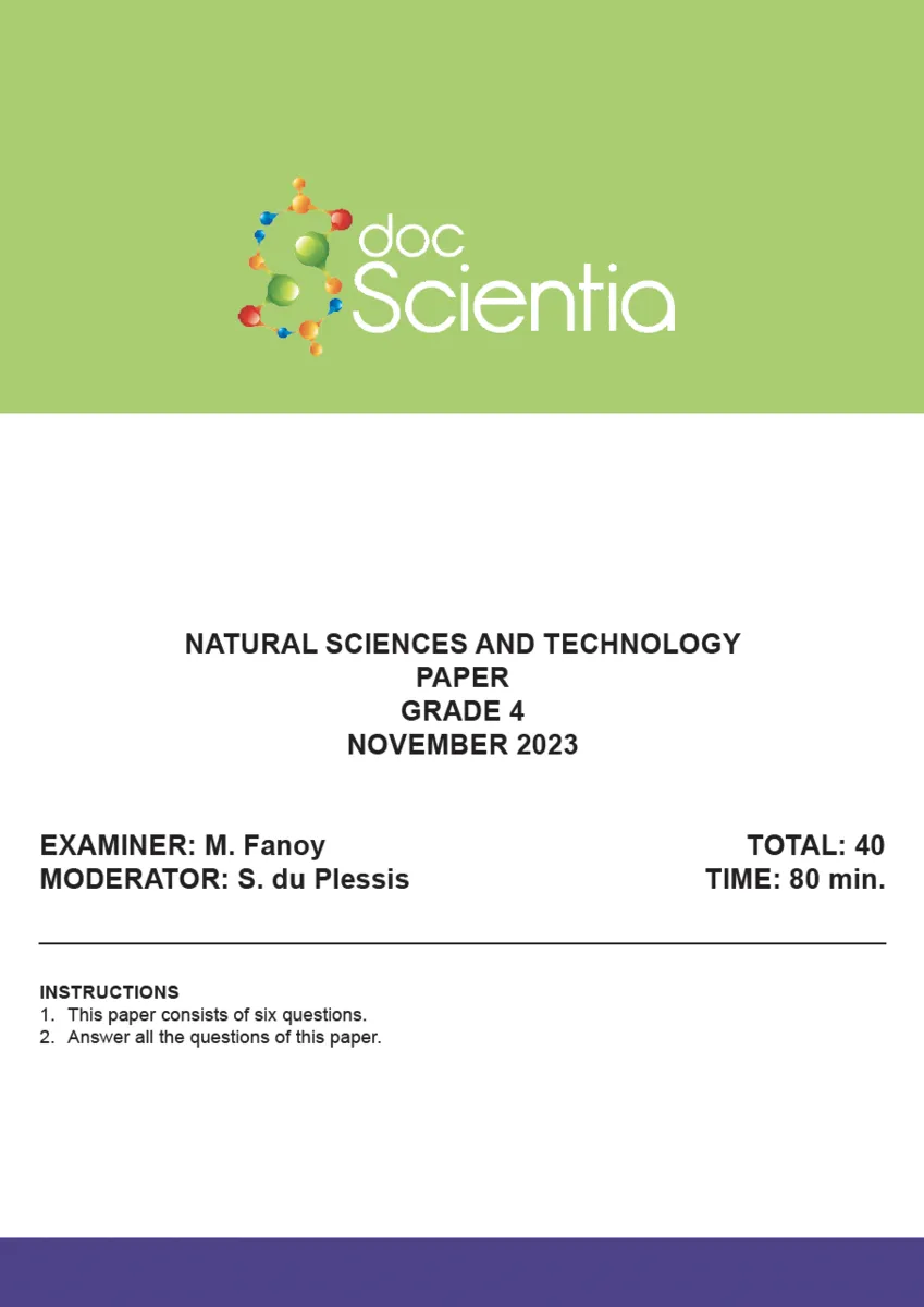 Gr. 4 Natural Sciences and Technology Paper Nov. 2023