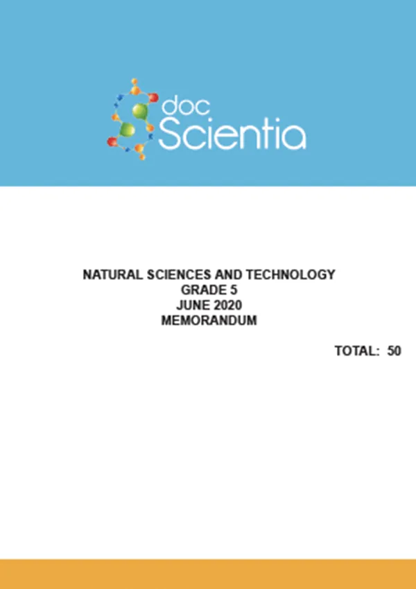 Gr.5 Natural Sciences and Technology Paper June 2020 Memo