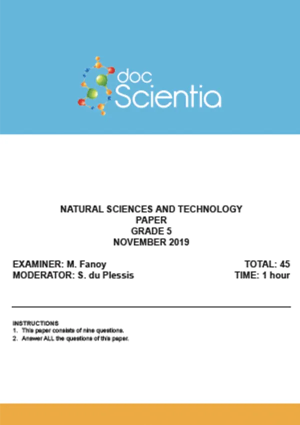 Gr.5 Natural Sciences and Technology Paper Nov 2019