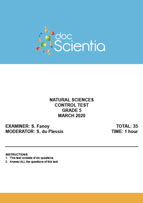 Gr.5 Natural Sciences and Technology Test and Memo March 2020