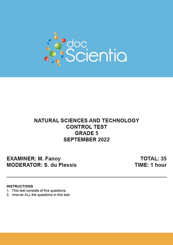 Gr. 5 Natural Sciences and Technology Test and Memo September 2022