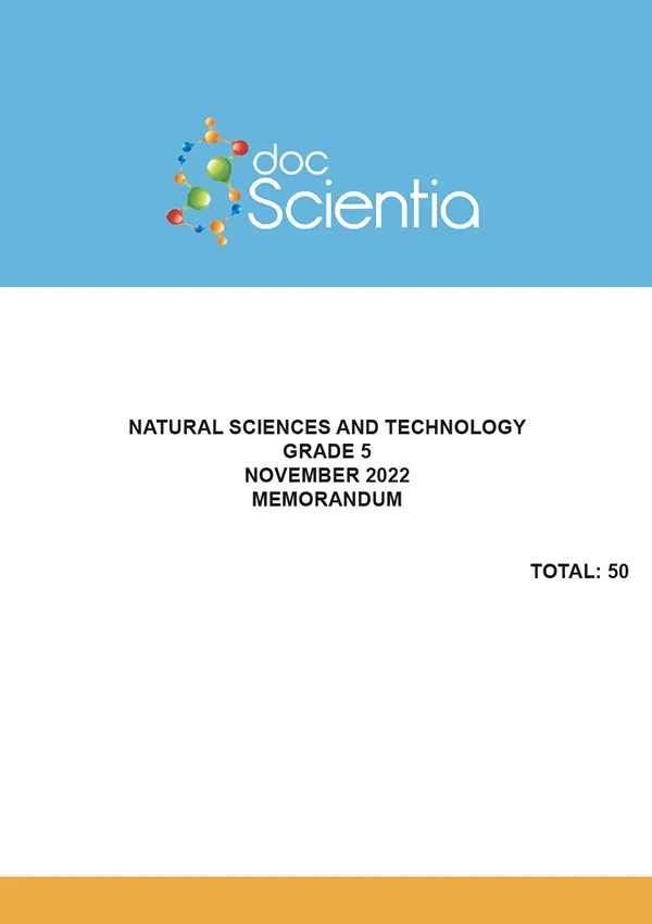 Gr. 5 Natural Sciences and Technology Paper Nov. 2022 Memo