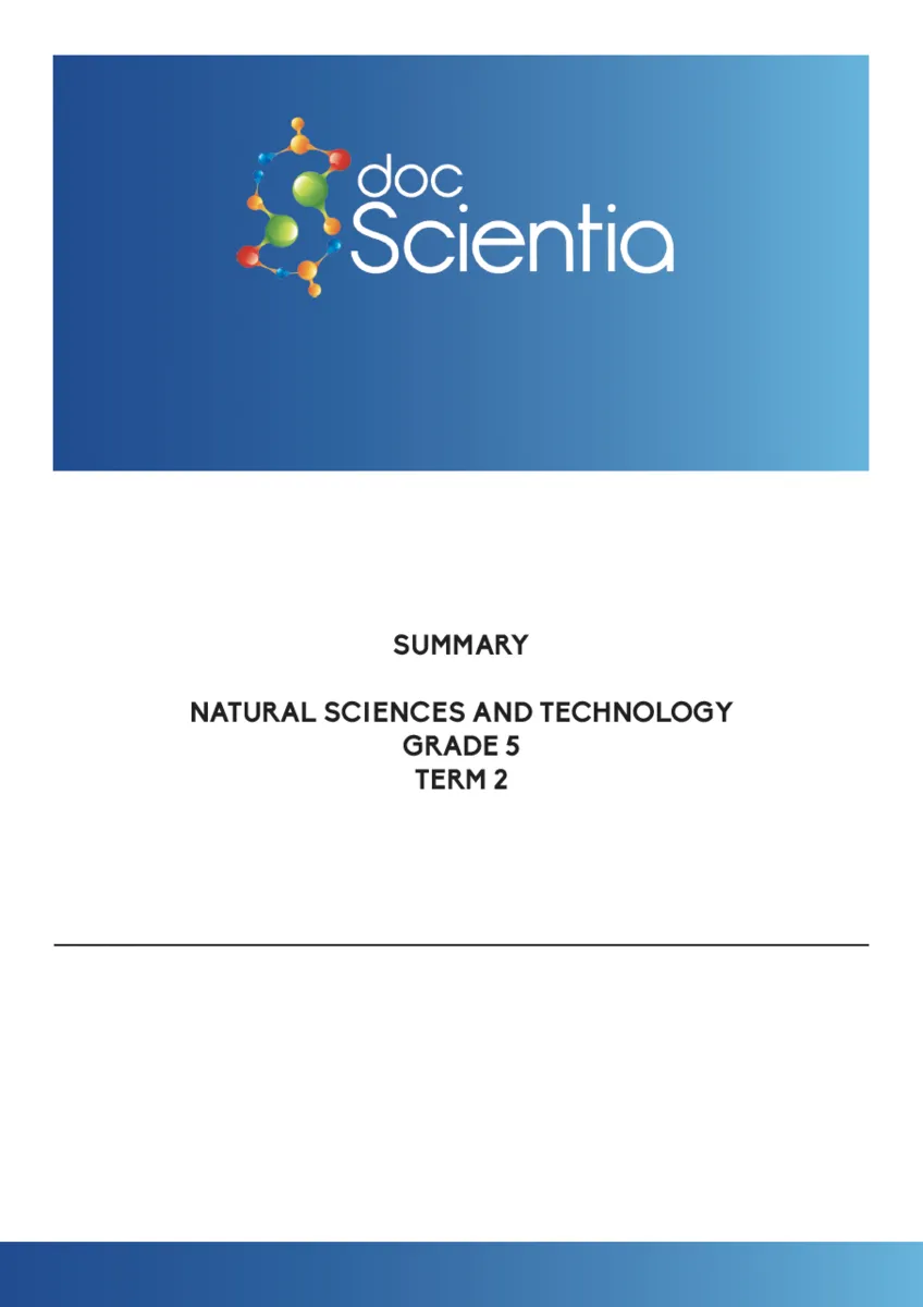 Gr. 5 Natural Sciences and Technology Summary Term 2