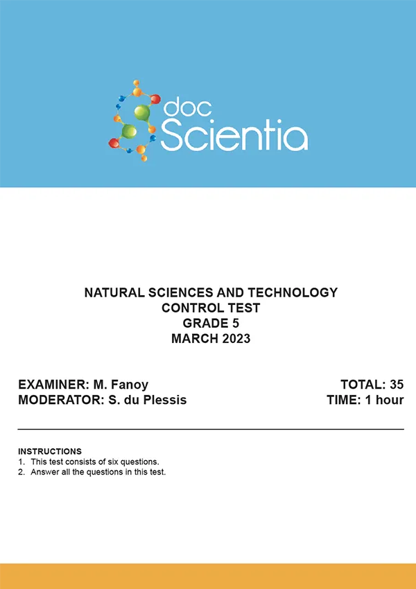 Gr. 5 Natural Sciences and Technology Test and Memo March 2023