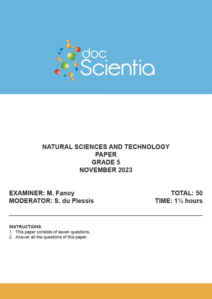 Gr. 5 Natural Sciences and Technology Paper Nov. 2023