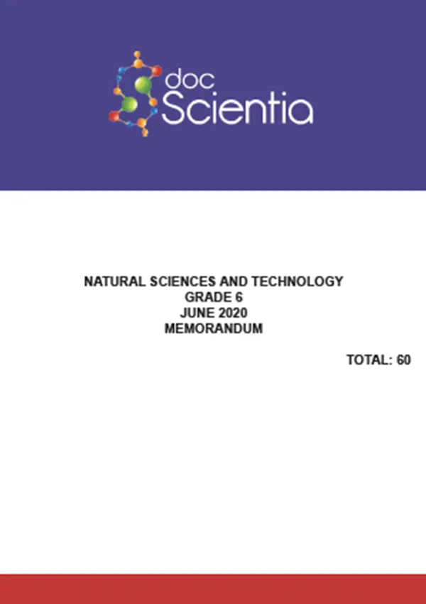 Gr.6 Natural Sciences and Technology Paper June 2020 Memo