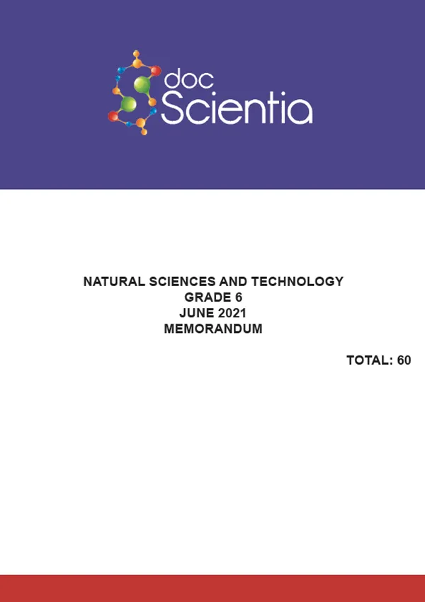 Gr. 6 Natural Sciences and Technology Paper June 2021 Memo
