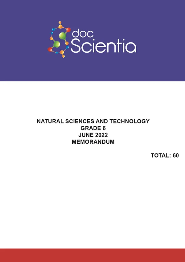 Gr. 6 Natural Sciences and Technology Paper June 2022 Memo
