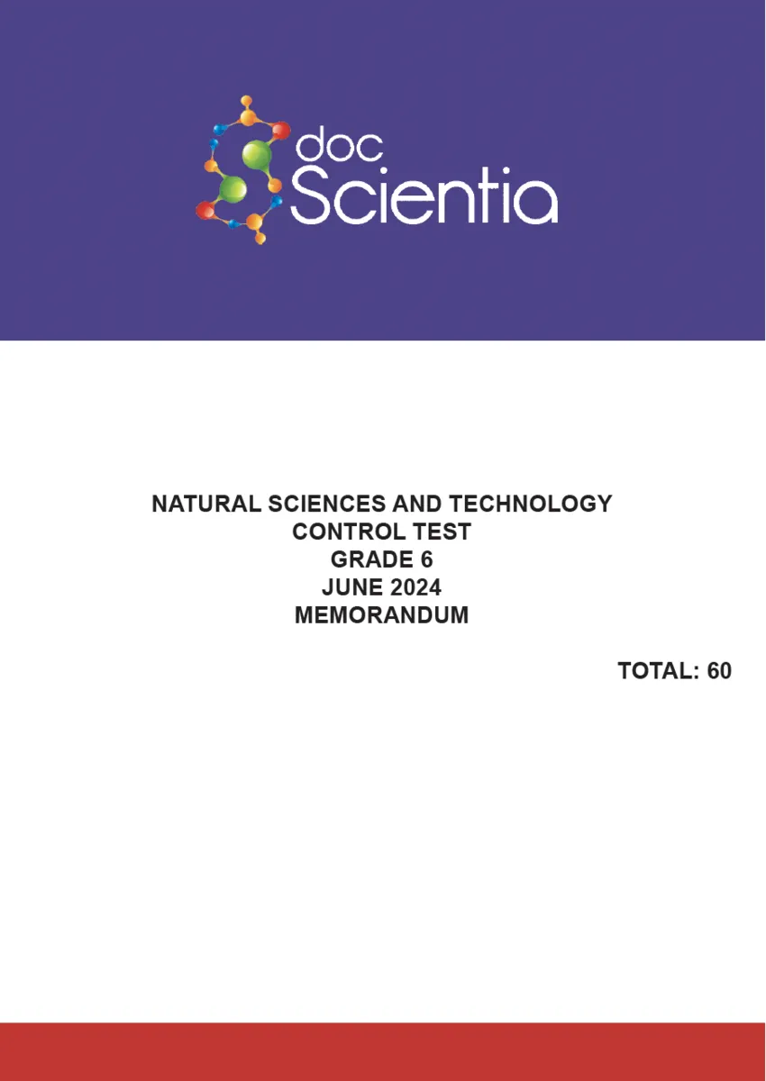 Gr. 6 Natural Sciences and Technology Paper June 2024 Memo
