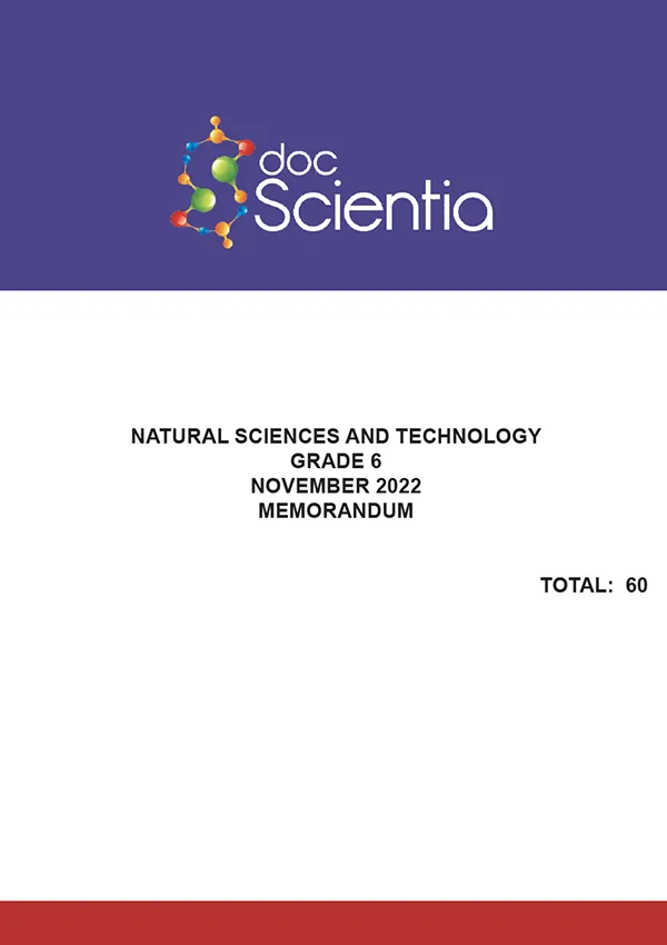 Gr. 6 Natural Sciences and Technology Paper Nov. 2022 Memo