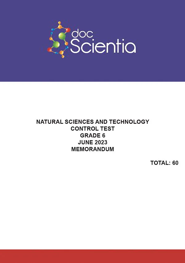 Gr. 6 Natural Sciences and Technology Paper June 2023 Memo