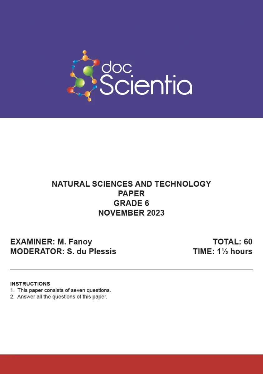 Gr. 6  Natural Sciences and Technology Paper Nov. 2023