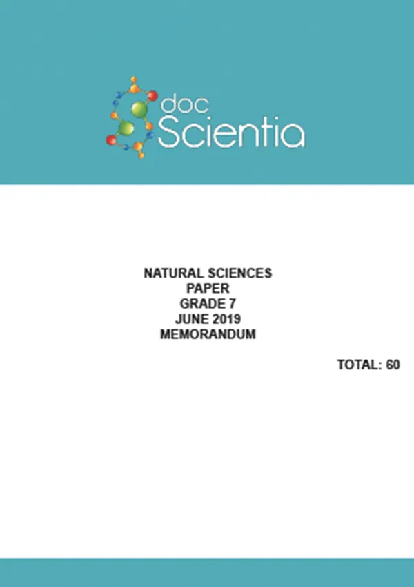 Gr.7 Natural Sciences Paper June 2019 Memo