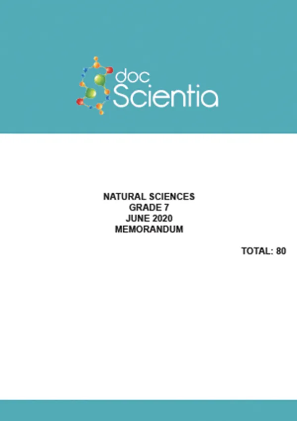 Gr.7 Natural Sciences Paper June 2020 Memo