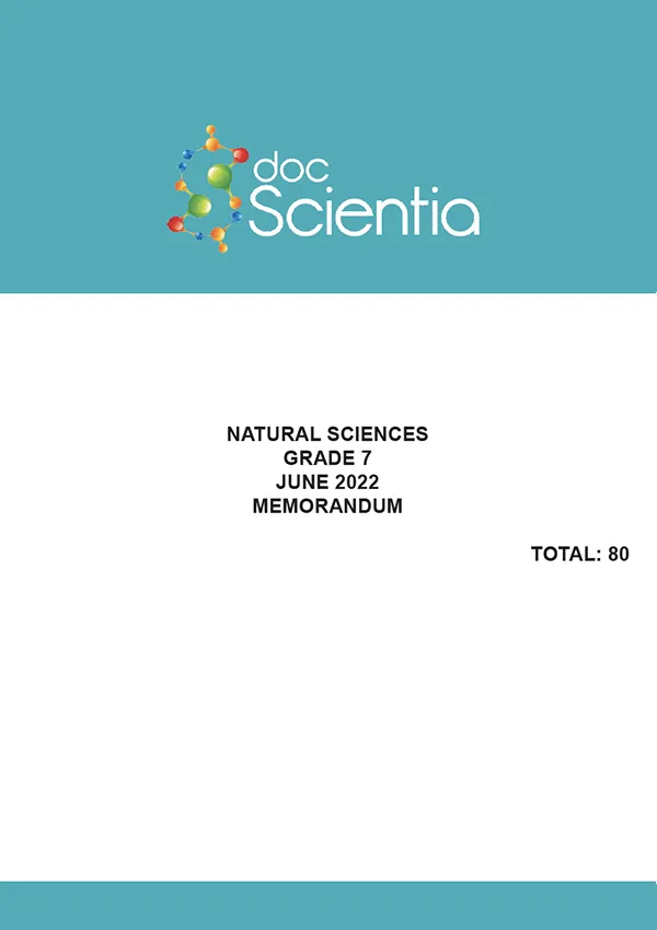 Gr. 7 Natural Sciences Paper June 2022 Memo