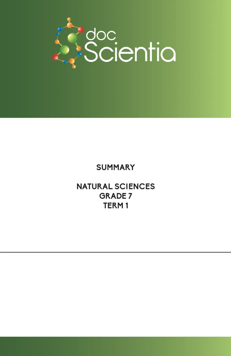 Gr. 7 Natural Sciences Summary Term 1