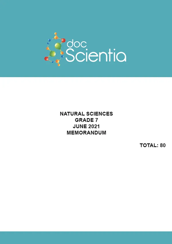 Gr. 7 Natural Sciences Paper June 2021 Memo